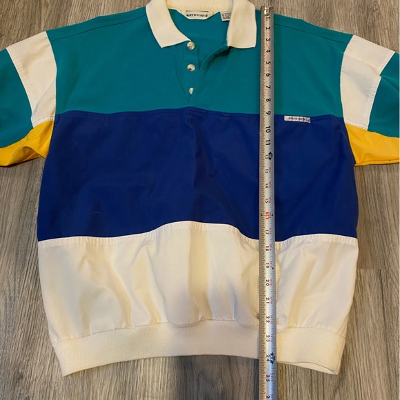 Vintage Pierre Cardin Polo Shirt T Shirt Small 80s Teal Size Medium - Picture 4 of 6